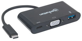 CABLE MANHATTAN 152044 SUPER SPEED USB-C VGA DOCKING CONVERTER BLACK