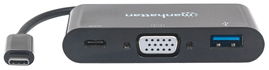 CABLE MANHATTAN 152044 SUPER SPEED USB-C VGA DOCKING CONVERTER BLACK