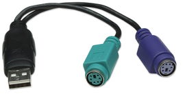 CABLE MANHATTAN USB DUAL PS2 CONVERT BK