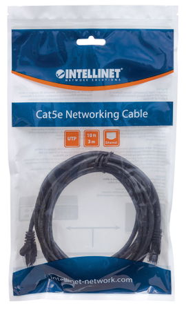 PATCH CORD RJ45 10FT/3M BLACK INTELLINET 5e PATCH CORD RJ45 10FT/3M BLACK INTELLINET 5e