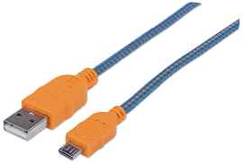 CABLE MANHATTAN 352727 MIC USB2 AM-MIC-BM 1.8M/6FT BLUE/ORANGE