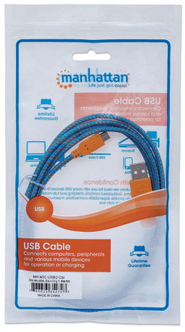 CABLE MANHATTAN 352727 MIC USB2 AM-MIC-BM 1.8M/6FT BLUE/ORANGE CABLE MANHATTAN 352727 MIC USB2 AM-MIC-BM 1.8M/6FT BLUE/ORANGE