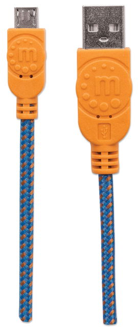 CABLE MANHATTAN 352734 MIC USB2 AM-MIC-BM 1M/3FT BLUE/ORANGE