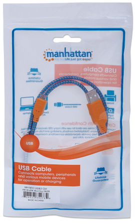 CABLE MANHATTAN 352734 MIC USB2 AM-MIC-BM 1M/3FT BLUE/ORANGE