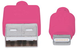 CABLE MANHATTAN 394222 ILINK LIGHTNING A-MALE / 8PIN MALE 1M PINK CABLE MANHATTAN 394222 ILINK LIGHTNING A-MALE / 8PIN MALE 1M PINK