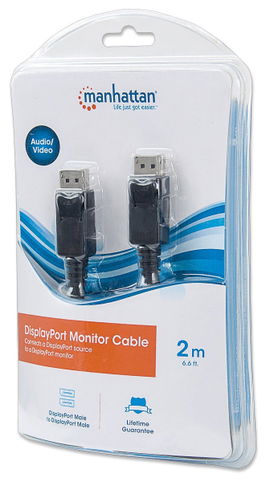 CABLE MANHATTAN 393799 DISPLAY PORT MONITOR DP-M/DP-M 2M 6.6FT BLACK