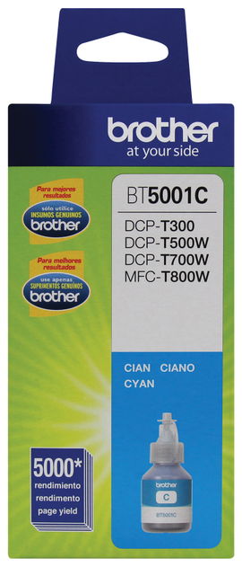 BOTE TINTA BROTHER BT5001C CYAN 48.8ML T4000DW T220 T310 T420W T510W