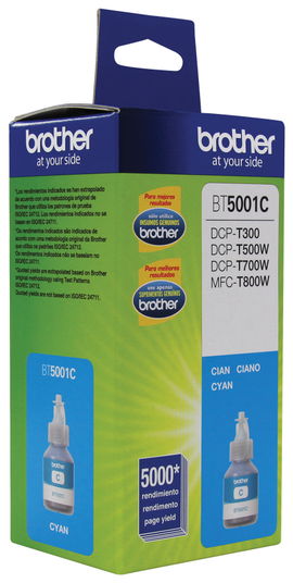 BOTE TINTA BROTHER BT5001C CYAN 48.8ML T4000DW T220 T310 T420W T510W