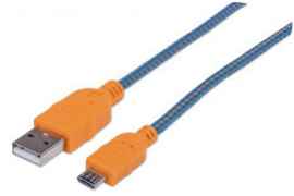 CABLE MANHATTAN 394017 MICRO USB A MALE/MICRO B MALE 1.8M BLUE/ORANGE 766623394017