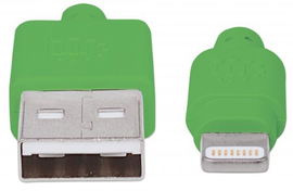 CABLE MANHATTAN 394215 GREEN ILINK LIGHTNING A-MALE/8PIN MALE 1.3M