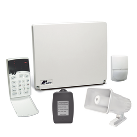 Kit de alarma 4-8 zonas con teclado de iconos, 1 detector de movimiento digital y sirena de 30 WATTS