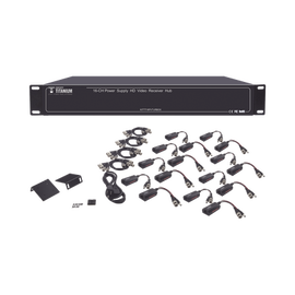 150 metros en 4K , 200 metros en 5MP , VIDEO+PODER / 16 Canales / TODO INCLUIDO PARA RACK /  Para transmisión de alimentación ( de 36 Vcd a 12 Vcd) y video (HD-TVI) / 4K / SIN RUIDO / INSTALACIÓN LIMPIA