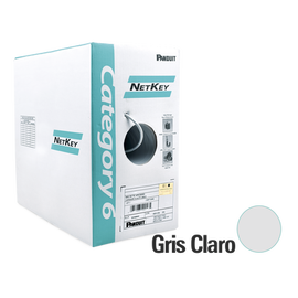 Bobina de Cable UTP de 305 m. de Cobre, NetKey, Gris Claro, Categoría 6 (24 AWG), 1000Mbps,  Riser (CMR), de 4 pares