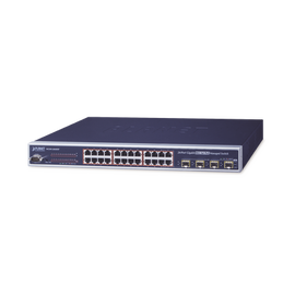 Switch Administrable L2+ de 24 puertos 10/100/1000T PoE+ con 4 puertos combo TP/SFP Gigabit