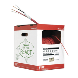 Bobina de 305 metros de alambre  calibre 16 AWG, con blindaje, en 2 hilos, caja REACT, tipo FPLP-CL2P, resistente al fuego, color rojo, para sistemas contra incendio o sistemas de evacuación.