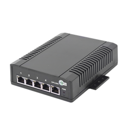 Switch para Aplicación Solar, 4 Puertos PoE 802.3 af/at 10/100/1000 Mbps y un Puerto de Datos, Entrada 12-24 VCD