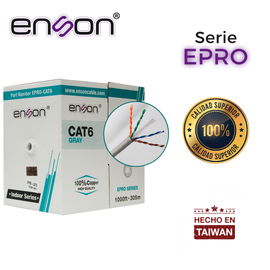 CABLE UTP CAT6 ALTO RENDIMIENTO ENSON EPRO-CAT6 100% COBRE 23AWG COLOR GRIS CERTIFICADO UL / FLUKE PASS - HECHO EN TAIWAN CABLE UTP CAT6 ALTO RENDIMIENTO ENSON EPRO-CAT6 100% COBRE 23AWG COLOR GRIS CERTIFICADO UL / FLUKE PASS - HECHO EN TAIWAN