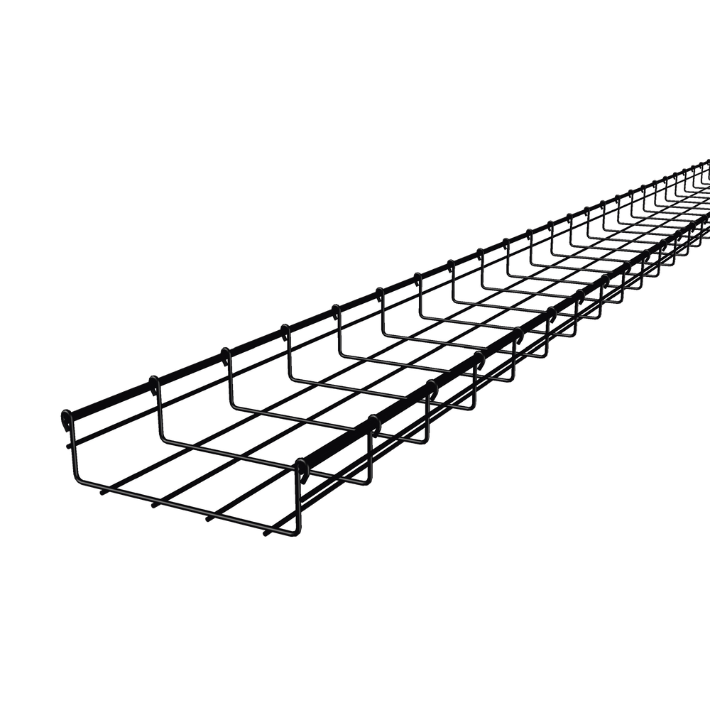 Tray mesh 66/200 mm with epoxy paint bath in BLACK color, up to 210 Cat6 UTP cables, 3 m section