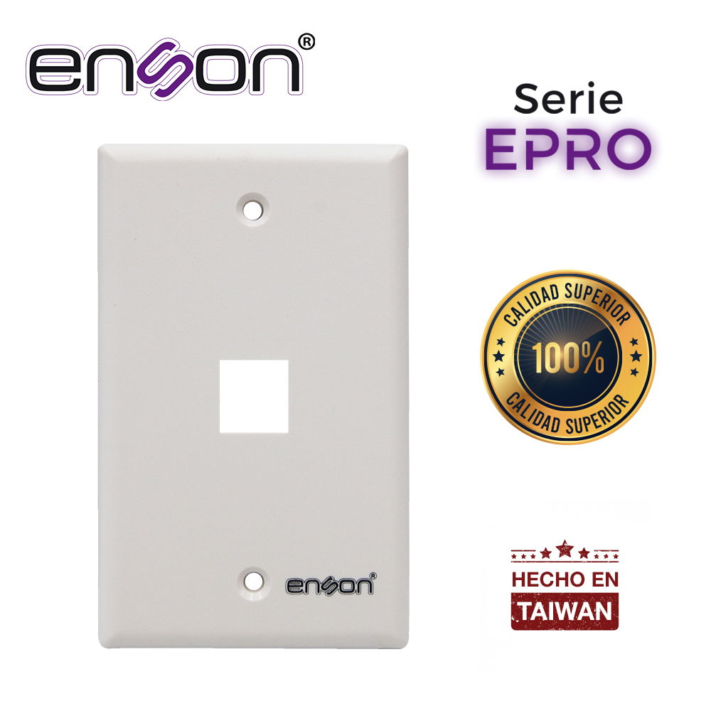 PLACA DE PARED (FACEPLATE) ENSON EPRO-FP10 COMPATIBLE CON JACK KEYSTONE 1 PUERTO COLOR BLANCO, USO EN INTERIOR, IDEAL PARA CONECTORES RJ45, COAXIAL, FIBRA OPTICA, FABRICADO EN PLASTICO ABS PLACA DE PARED (FACEPLATE) ENSON EPRO-FP10 COMPATIBLE CON JACK KEYSTONE 1 PUERTO COLOR BLANCO, USO EN INTERIOR, IDEAL PARA CONECTORES RJ45, COAXIAL, FIBRA OPTICA, FABRICADO EN PLASTICO ABS