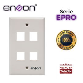 PLACA DE PARED (FACEPLATE) ENSON EPRO-FP40 COMPATIBLE CON JACK KEYSTONE 4 PUERTOS COLOR BLANCO, USO EN INTERIOR, IDEAL PARA CONECTORES RJ45, COAXIAL, FIBRA OPTICA, FABRICADO EN PLASTICO ABS PLACA DE PARED (FACEPLATE) ENSON EPRO-FP40 COMPATIBLE CON JACK KEYSTONE 4 PUERTOS COLOR BLANCO, USO EN INTERIOR, IDEAL PARA CONECTORES RJ45, COAXIAL, FIBRA OPTICA, FABRICADO EN PLASTICO ABS