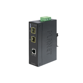 Convertidor de Medios Industrial 10/100/1000 Base-T a 2puertos 100/1000 Base-X SFP