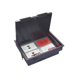 Caja de piso para cuatro módulos universales (Socket M4), para alimentación eléctrica y redes de datos (11000-43401) No incluye faceplates Caja de piso para cuatro módulos universales (Socket M4), para alimentación eléctrica y redes de datos (11000-43401) No incluye faceplates