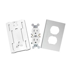 Contacto eléctrico doble, soporte y tapa de PVC auto extinguible y aluminio, universal (8191-10200) Contacto eléctrico doble, soporte y tapa de PVC auto extinguible y aluminio, universal (8191-10200)