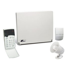 Kit de alarma 4-8 zonas con teclado de iconos, 1 detector de movimiento digital, transformador y sirena de 15 WATTS.