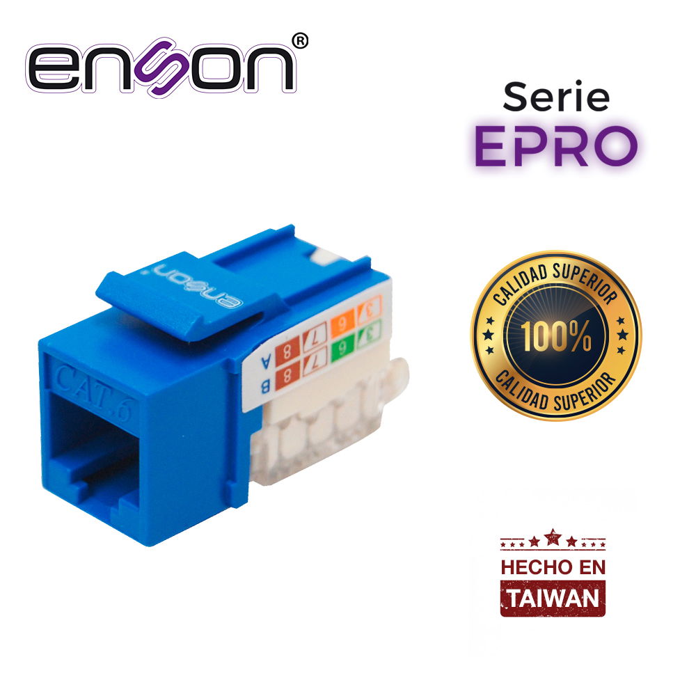 CONECTOR MODULAR JACK RJ45 ENSON EPRO-TLJACK6-BL SERIE PRO TERMINADO SIN PINZAS, POSICION VERTICAL CAT6 COLOR AZUL COMPATIBLE CON PLACAS ENSON EPRO-FP CONECTOR MODULAR JACK RJ45 ENSON EPRO-TLJACK6-BL SERIE PRO TERMINADO SIN PINZAS, POSICION VERTICAL CAT6 COLOR AZUL COMPATIBLE CON PLACAS ENSON EPRO-FP