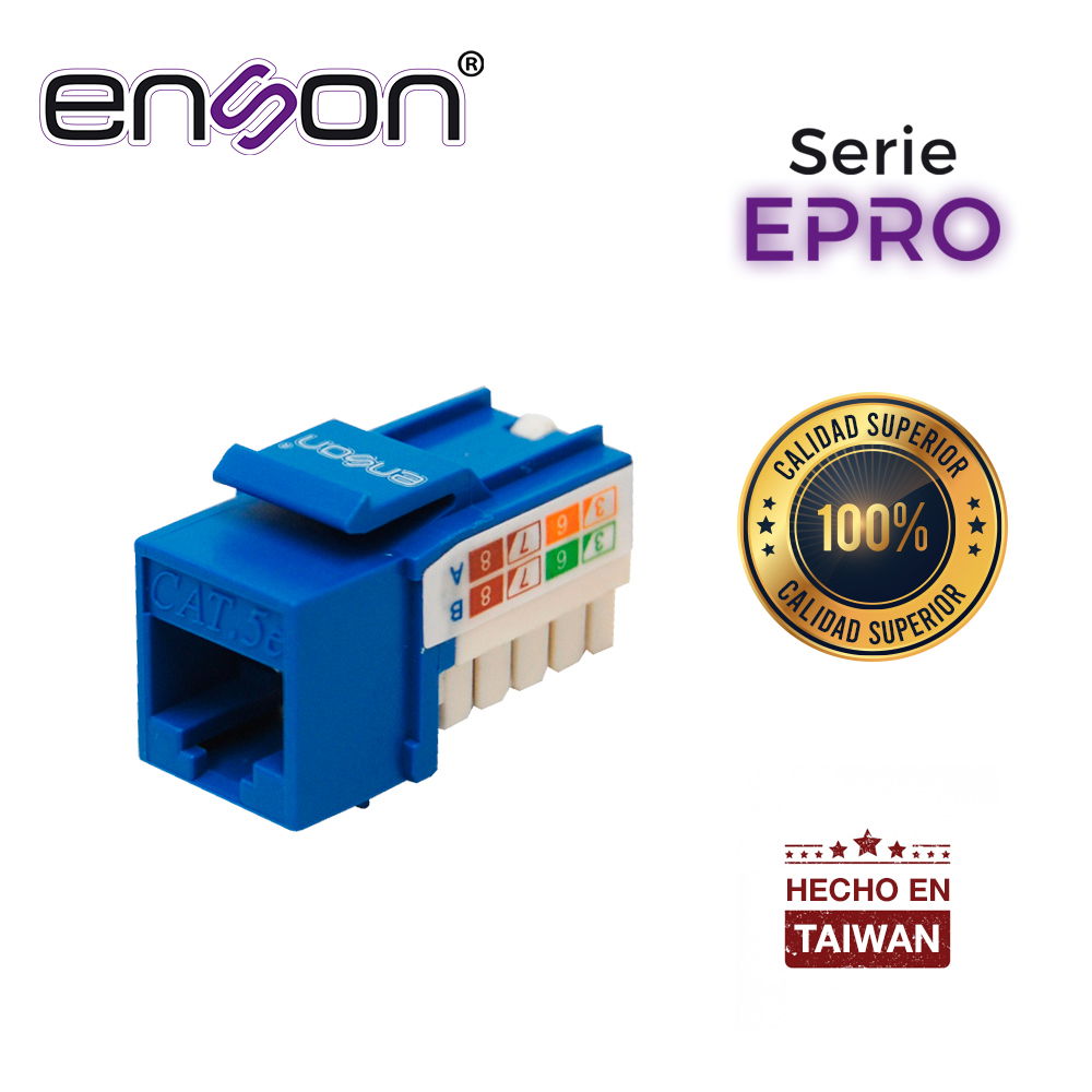 CONECTOR MODULAR JACK RJ45 ENSON EPRO-JACK5E-BL SERIE PRO, POSICION VERTICAL CAT5E COLOR AZUL COMPATIBLE CON PLACAS ENSON EPRO-FP REQUIERE USO DE PINZAS EPRO-JACKTOOL CONECTOR MODULAR JACK RJ45 ENSON EPRO-JACK5E-BL SERIE PRO, POSICION VERTICAL CAT5E COLOR AZUL COMPATIBLE CON PLACAS ENSON EPRO-FP REQUIERE USO DE PINZAS EPRO-JACKTOOL