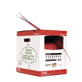 Bobina de 305 metros de alambre  BLINDADO calibre 18 AWG  en 2 hilos, caja REACT, resistente al fuego, color rojo, tipo FPLR- CL2R para sistemas contra incendio o sistemas de evacuación.