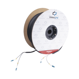 Carrete de Fibra Óptica Monomodo con conectores LC-LC Duplex, Reforzada con Kevlar, de 200 metros