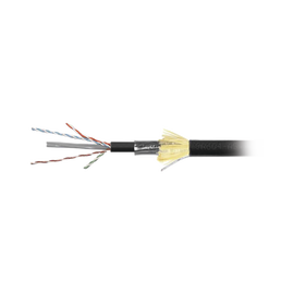 Bobina de Cable Industrial Blindado (F/UTP) de 4 pares, Cat6A de 10Gbps, Planta Externa con Gel Enterrado Directo, Color Negro, 305m