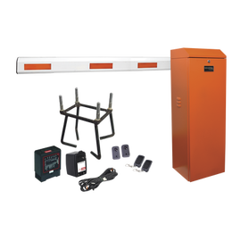 Kit COMPLETO Barrera Izquierda XB NARANJA / Brazo telescópico 3.6 ~ 5.5 M / Incluye Sensor de masa, Transformador, Lazo, Ancla, Fotoceldas y 2 Controles Inalámbricos