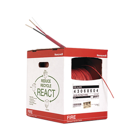 Bobina de 152 metros de alambre  calibre 16 AWG  en 2 hilos, caja REACT, tipo FPLP-CL3P, resistente al fuego, color rojo, para sistemas contra incendio o sistemas de evacuación.