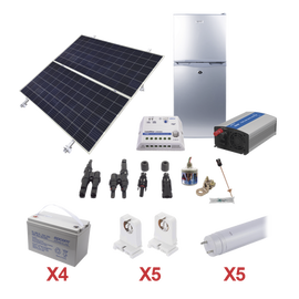 Kit de Energía Solar Para Refrigerador de 105 L e Iluminación Led de Alta Eficiencia Para Aplicaciones Aisladas de la Red Eléctrica