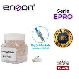 PLUG FACIL PONCHADO ENSON EPRO-PLUG5E-50 BOTE DE 50 PZS PARA CABLE UTP CAT5E CON SISTEMA DE PASO DE CABLES PASSTRU QUE FACILITA EL PONCHADO DE CABLE UTP YA QUE SE PUEDE IDENTIFICAR ERRORES DE MANERA MAS FACIL, REQUIERE USO DE PINZAS EPRO-PLUGTOOL PLUG FACIL PONCHADO ENSON EPRO-PLUG5E-50 BOTE DE 50 PZS PARA CABLE UTP CAT5E CON SISTEMA DE PASO DE CABLES PASSTRU QUE FACILITA EL PONCHADO DE CABLE UTP YA QUE SE PUEDE IDENTIFICAR ERRORES DE MANERA MAS FACIL, REQUIERE USO DE PINZAS EPRO-PLUGTOOL