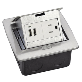 Caja de piso cuadrada con 2 puertos USB y contacto eléctrico (11000-21203)