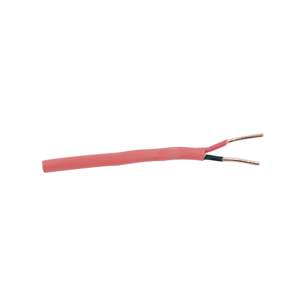 Bobina de alambre de 305 metros, 14 AWG, 2 conductores, tipo FPL-CL2, de color rojo, para aplicaciones en paneles de detección de incendio y sistemas de evacuación.