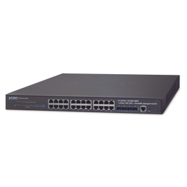 Switch Administrable Capa 3, 24-Puertos 10/100/1000T + 4-Puertos 10G SFP+, Apilable