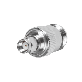 Adaptador en Línea, de Conector SMA Macho Inverso a N Hembra, Níquel/ Oro/ Teflón.