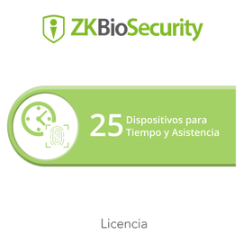 Licencia para ZKBiosecurity permite gestionar hasta 25 dispositivos para tiempo y asistencia