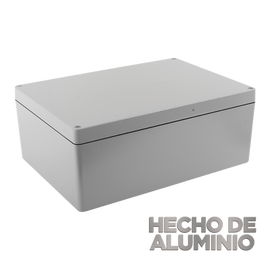 Gabinete de Aluminio para Exterior (IP66) de 390 x 280 x 158 mm con Rápida Disipación de Calor, Cierre por Tornillos con Bisagra.