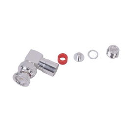 Conector BNC Macho en Ángulo Recto de Rosca para LMR-195, RG-58/U, RG-142/U, Plata/Oro/Teflón. Conector BNC Macho en Ángulo Recto de Rosca para LMR-195, RG-58/U, RG-142/U, Plata/Oro/Teflón.