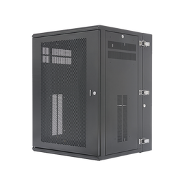 Gabinete PanZone de Montaje en Pared, de 19in, Puerta Ventilada, 18 UR, 635mm de Profundidad, Color Negro