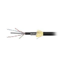 Bobina de Cable Industrial Blindado (F/UTP) de 4 pares, Cat6A de 10Gbps, Planta Externa con Gel Enterrado Directo, Color Negro, 305m