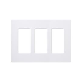 Placa de pared 3 espacios, color blanco, para atenuador (dimmer), switch ó control remoto PICO inalámbrico.