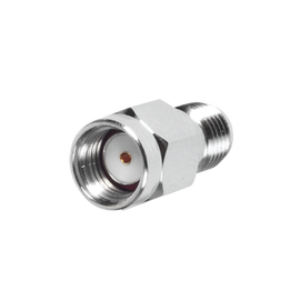 Adaptador en Línea de conector SMA Macho Inverso a SMA Hembra, Noquel/ Oro/ Teflón.