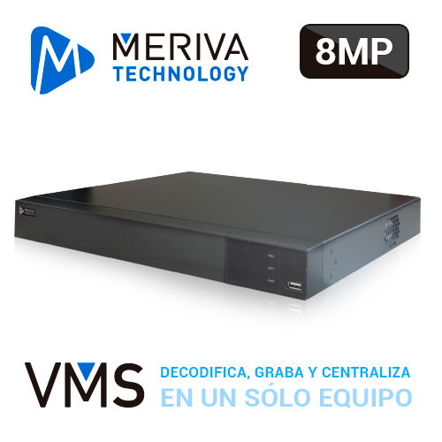 NVR-VMS 16CH MERIVA TECHNOLOGY MVMS-2116 GRABA / DECODIFICA / CENTRALIZA DVR-NVR-IPC / 1HDMI(4K) + 1VGA SIMULTANEA / AUDIO 1 ENTRADA + 1 SALIDA RCA / ALARMAS 4 ENTRADAS + 1 SALIDA / HASTA 8TB DD / H.265 / P2P / 12VCD *NVR SIN PUERTOS POE*