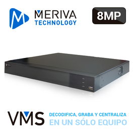 NVR-VMS 16CH MERIVA TECHNOLOGY MVMS-2116 GRABA / DECODIFICA / CENTRALIZA DVR-NVR-IPC / 1HDMI(4K) + 1VGA SIMULTANEA / AUDIO 1 ENTRADA + 1 SALIDA RCA / ALARMAS 4 ENTRADAS + 1 SALIDA / HASTA 8TB DD / H.265 / P2P / 12VCD *NVR SIN PUERTOS POE*